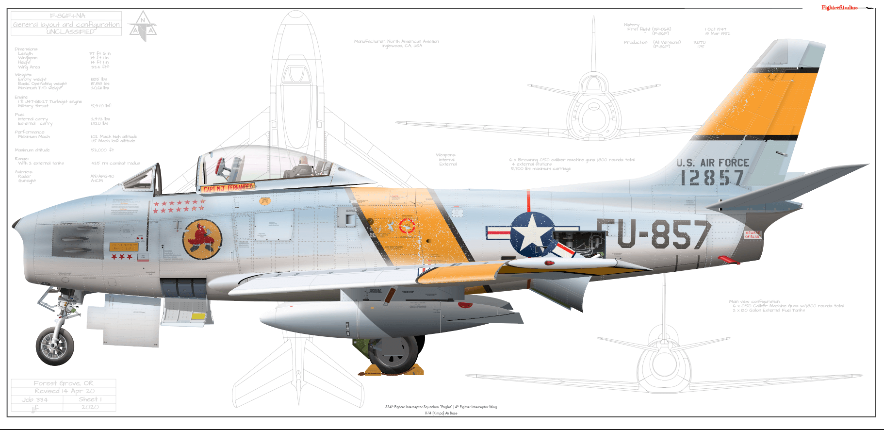 F-86F Sabre, Capt Pete Fernandez, 334 FIS Eagles, 4 FIW, K 14